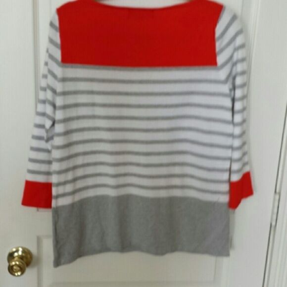 Gray, White & Red Sweater NWOT - Picture 2 of 3